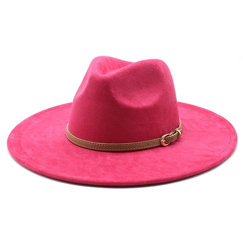 Vintage Fedora Hoed Brede Platte Rand Polyester Vilt Met Leren Riem Gesp Voor Heren Dames Britse Jazz Stijl