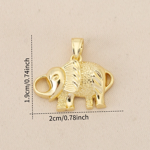 Pendente Elefante Animale Placcato Oro Rame Moda Collana Per Donne Strutturato Design Cavo Gioielli