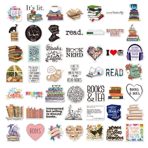 Adesivi Per Lettura Vinile Impermeabile Per Amanti Dei Libri Laptop Diario Scrapbooking Animali Citazioni Motivazionali Decorativi