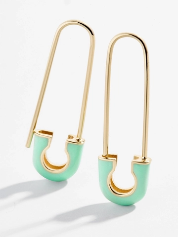 Creative Safety Pin Earrings 18k Gold Plated Alloy Enamel Drip Glue Bohemian Style Fashion Jewelry Women