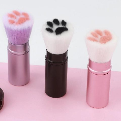 Einziehbarer Make-Up-Pinsel Synthetikfaser Tragbarer Puder-Rouge-Gesichtspinsel Mit Kappe Aluminiumgriff Beauty-Tool