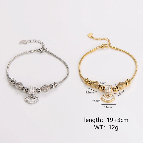 Pulsera Con Colgante De Nube Ruyi Acero Inoxidable 304 Cadena De Serpiente Ajustable Cola De Corazón Para Mujer