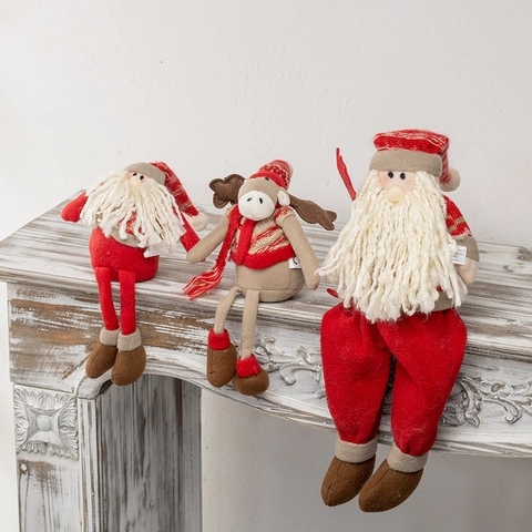 Adornos De Navidad De Peluche Papá Noel Reno Muñeco De Nieve Tela De Punto Muñecas Decoración Festiva Para El Hogar