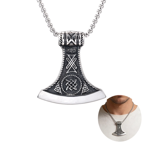 Collana Con Ciondolo Ascia Vichinga Acciaio Inossidabile 316 Runa Nordica Kolovrat Ruota Solare Gioielli Punk Uomo