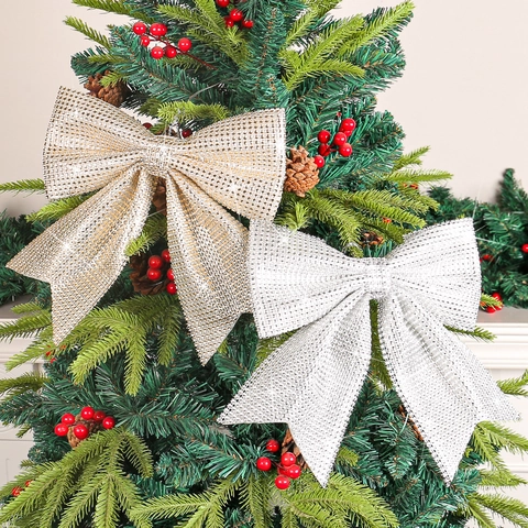 Decorazioni Fiocchi Luccicanti Albero Natale Glitter Fiocchi Appesi Feste Finestre Plastica Tessuto Festoso Grande
