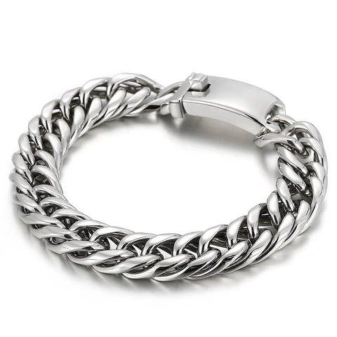 Cuban Link Armband 316L Roestvrij Staal Zwaar Industrieel Punk Hip Hop Street Style Sieraden Voor Mannen Gepolijst Mat