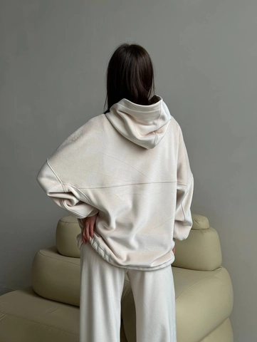 Sudadera Con Capucha Para Mujer Y Pantalón De Pierna Ancha Color Sólido Terciopelo De Algodón Corte Holgado Casual Otoño Invierno