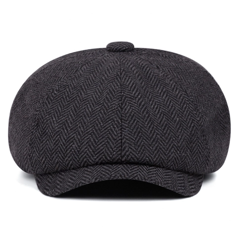 Casquette Gavroche Rétro Homme Motif Chevrons Style Britannique Casquette Plate Vintage Coton Mélangé