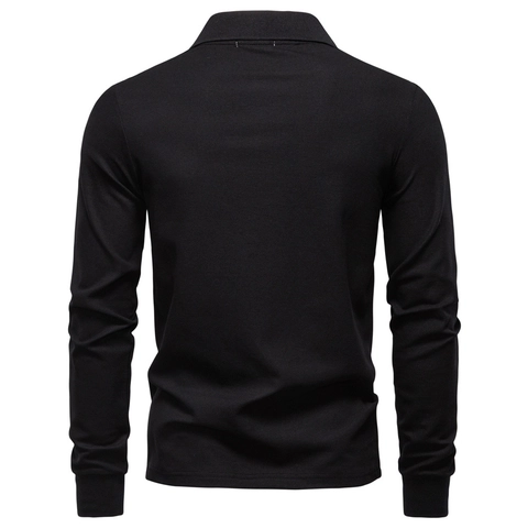 Polo Da Uomo A Maniche Lunghe Misto Cotone Tessuto Piqué Ricamo Giraffa Casual Business Colletto Tops Tinta Unita