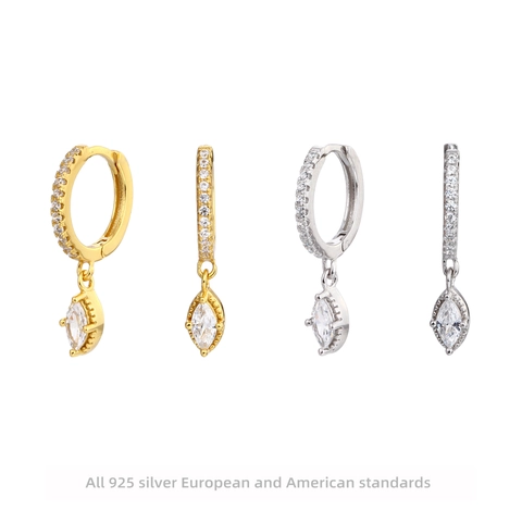 Orecchini A Cerchio In Argento Sterling 925 Con Zirconi Cubici Taglio Marquise Gioielli Eleganti Per Donna