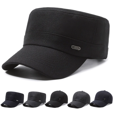 Cappello Militare Piatto Uomo E Cappellino Baseball Cotone Twill Regolabile Protezione Solare Outdoor Adulti