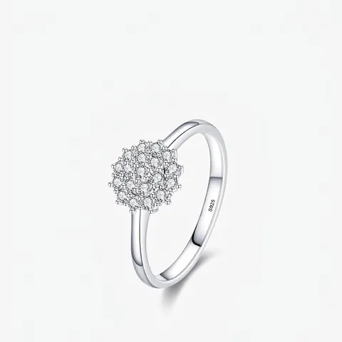 Blumen Cluster Ring 925 Sterling Silber Zirkonia Minimalistisch Funkelnd Sonnenblume Schmuck Für Damen