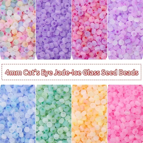 Cat Eye Glass Beads Round Loose Seed Beads For DIY Handmade Jewelry Making Accessory Elegant Style