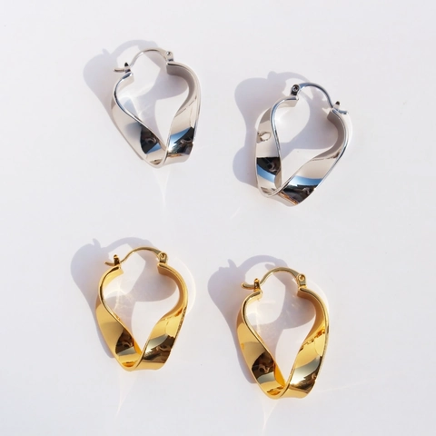 Twisted Irregular Geometric Hoop Earrings For Women Minimalist Brass Gold Silver Plated Hoop Earrings Trendy Jewelry Gift