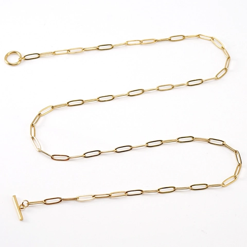 Collana A Catena Graffetta In Acciaio Inossidabile Placcato Oro 18K Chiusura A Gancio Fibbia OT Gioielli Minimalisti