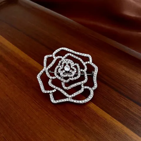 Holle Roos Bloem Broche Legering Strass Ingelegd Vintage Luxe Mode Sieraden Accessoires Voor Vrouwen