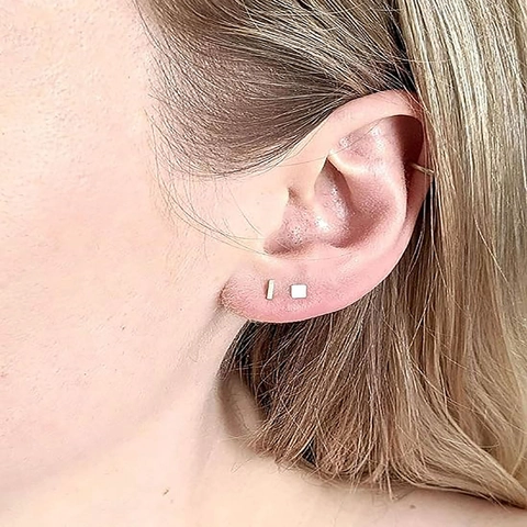 Pendientes de Botón Geométricos Minimalistas de Acero Inoxidable para Hombre Mujer Oro Plata Negro Strass Redondo Cuadrado Triángulo