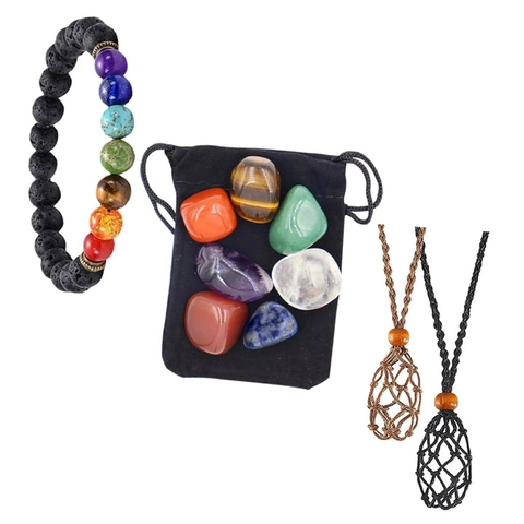 Collier Pendentif En Pierre Naturelle Cristal Irrégulier Quartz Tissé À La Main Sac Filet Tressé Réglable Yoga Chakra Guérison