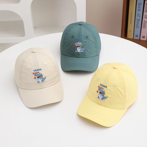 Gorra De Béisbol Infantil Bordado Dinosaurio Secado Rápido Transpirable Sombrero De Sol Exterior Ajustable Para Niños Niñas