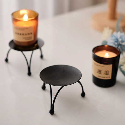 Minimalist Iron Candle Holder Tray Decorative Aromatherapy Candle Stand European Style Tripod Base