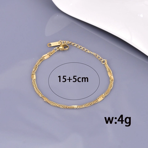 Minimalist Titanium Steel Double Layer Chain Bracelet For Women 18K Gold Plated Fresh Sweet Heart Adjustable Jewelry