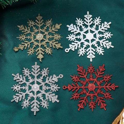 Ornamenti Appesi Fiocchi Di Neve Di Natale Glitter Plastica Decorazioni Per Feste Ciondoli Per Albero Inverno