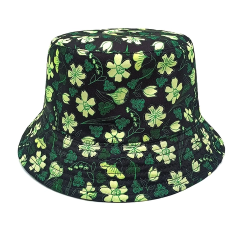 Reversible Bucket Hat Polyester Floral Print Double Sided Wearable Sun Protection Outdoor Travel Sun Hat For Men Women
