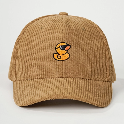 Cute Duck Embroidery Corduroy Baseball Cap Adjustable Casual Sun Hat For Outdoor Activities