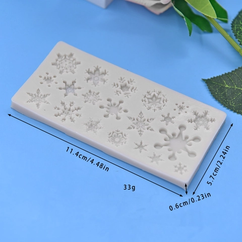 Molde Silicona Copo De Nieve Multi Cavidad Flexible DIY Fondant Pastel Hornear Decoración Invierno Navidad Gris