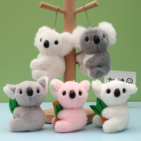 Porte-Clés Peluche Koala Mignon Charme De Sac Animal En Peluche Doux Pendentif Avec Anneau Métallique Pour Sac À Dos Décor
