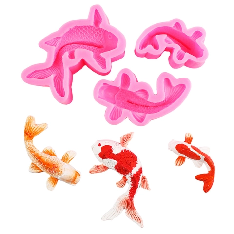 Koi Fisch Silikonform Für Schokolade Tortendeko DIY Fondant Gelee Harz Handwerk Flexible Backform