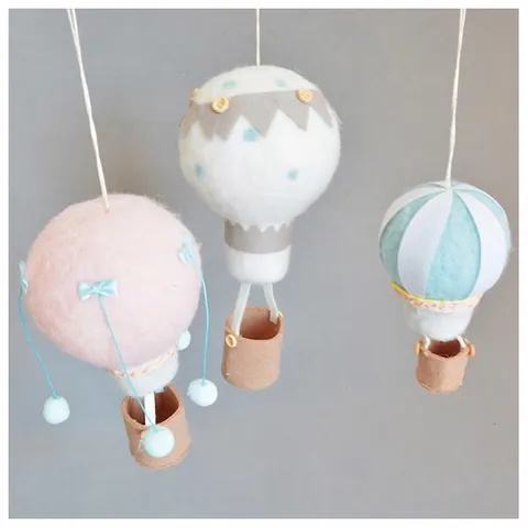 Mongolfiera Sospesa In Feltro Di Lana Fatto A Mano Stile Nordico Decorazione Cameretta Bambini Casa