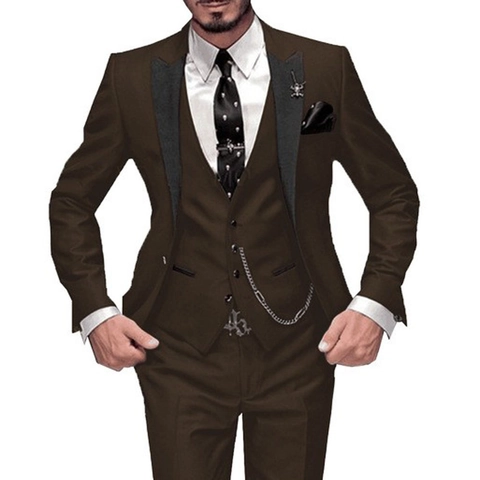 Men Slim Fit Formal Suit Jacket Vest Pants Peaked Lapel Business Wedding Banquet Groom Groomsman Modern Party
