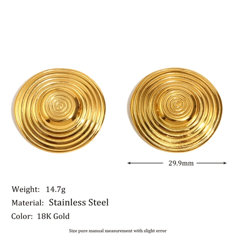 Ohrstecker Mit Konzentrischen Kreisen 18K Vergoldeter Edelstahl Spirale Vortex Geometrische Mode Für Frauen