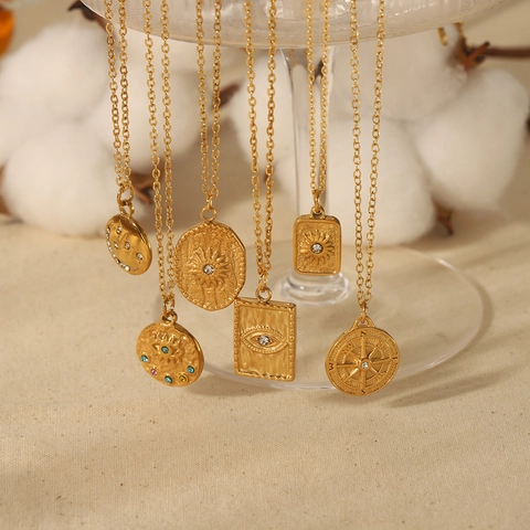 Boze Oog Hanger Ketting 18K Verguld Roestvrij Staal Met Zirkoon Vintage Boheemse Hemelse Sieraden