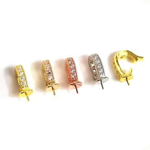Copper Pendant Clasp Bail Micro Pave Cubic Zirconia Connector For Necklace Jewelry Making DIY Accessory