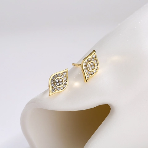 Bowknot And Evil Eye Stud Earrings 18K Gold Plated Copper Micro Inset Zircon Trendy INS Jewelry For Women