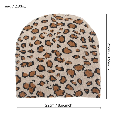 Leopard Print Strickmütze Beanie Weich Acryl Warm Winter Totenkopf Kappe Für Damen Herren Mode Trendy