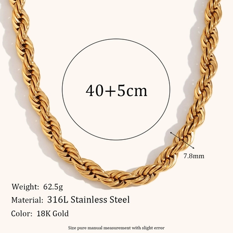 Minimaliste Acier Inoxydable Plaqué Or 18K Chaîne Torsadée Collier Bracelet Ensemble pour Femmes Bijoux de Mode Colliers Torsadée
