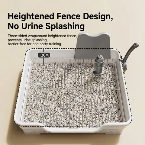 Stainless Steel Dog Toilet Potty Training Tray With High Fence Splash Guard Fire Hydrant Pillar And Cleaning Shovel