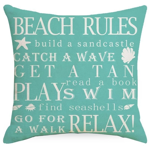 Ocean Theme Cushion Cover Linen Look Printed Square Sea Star Nautical Home Sofa Decor Pillowcase Mediterranean Coastal