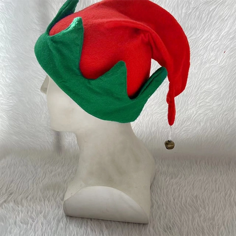 Sombrero De Elfo De Navidad Con Cascabel Rojo Verde Fieltro Gorro Puntiagudo Para Fiesta De Vacaciones Cosplay Adultos Niños