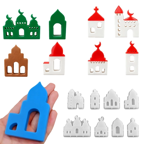 Architectuur Vorm Siliconen Mal DIY Hol Huis Moskee Kerk Voor Hars Gips Pleister Kaars Zeep Maken Ramadan Decor