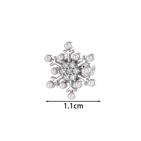 Sneeuwvlok Oorkraakbeen Stud Koper Titanium Staal Piercing Oorbel Met Zirkoon Kunstparelimitatie Schroefsluiting Franse Luxe Vintage