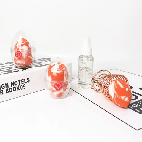 Marmeren Make-up Spons Hydrofiele Niet-Latex Beauty Egg Blender Nat Droog Gebruik Foundation Applicator Professionele Beauty Tool Voor Dames