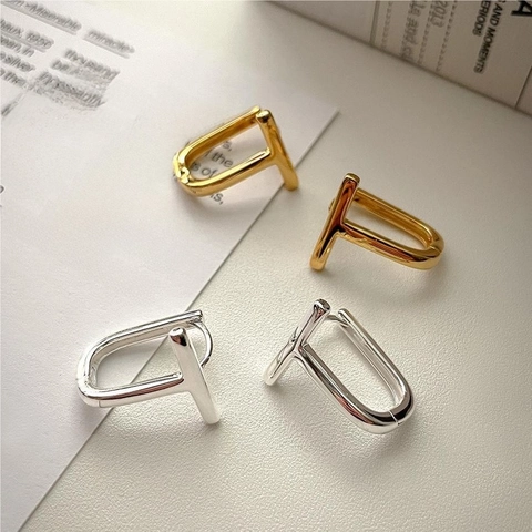 Orecchini A Cerchio Minimalisti A Forma Di T Lettera Alfabeto Argento Sterling 925 Gioielli Moda Donna Semplice