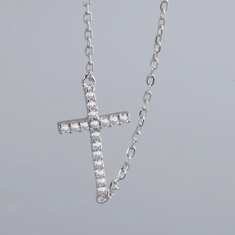 Collana Con Ciondolo A Croce In Argento Sterling 925 Con Zirconi Per Donna Gioielli Minimalisti Catena Per Clavicola