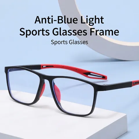 Montatura Per Occhiali Ottici Sportivi Da Uomo Anti Luce Blu Silicone PC Rettangolare Leggera