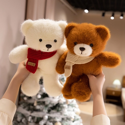 Teddybär Plüschtier Mit Schal Herz Umarmung Fliege PP Baumwolle Stofftier Weiche Puppe Geschenk Für Kinder