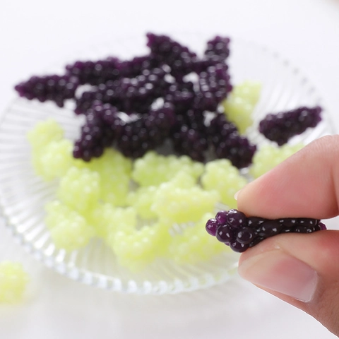 Simulation Grape Mini TPR Squishy Stress Relief Toy DIY Miniature Food Play Decorative Accessory